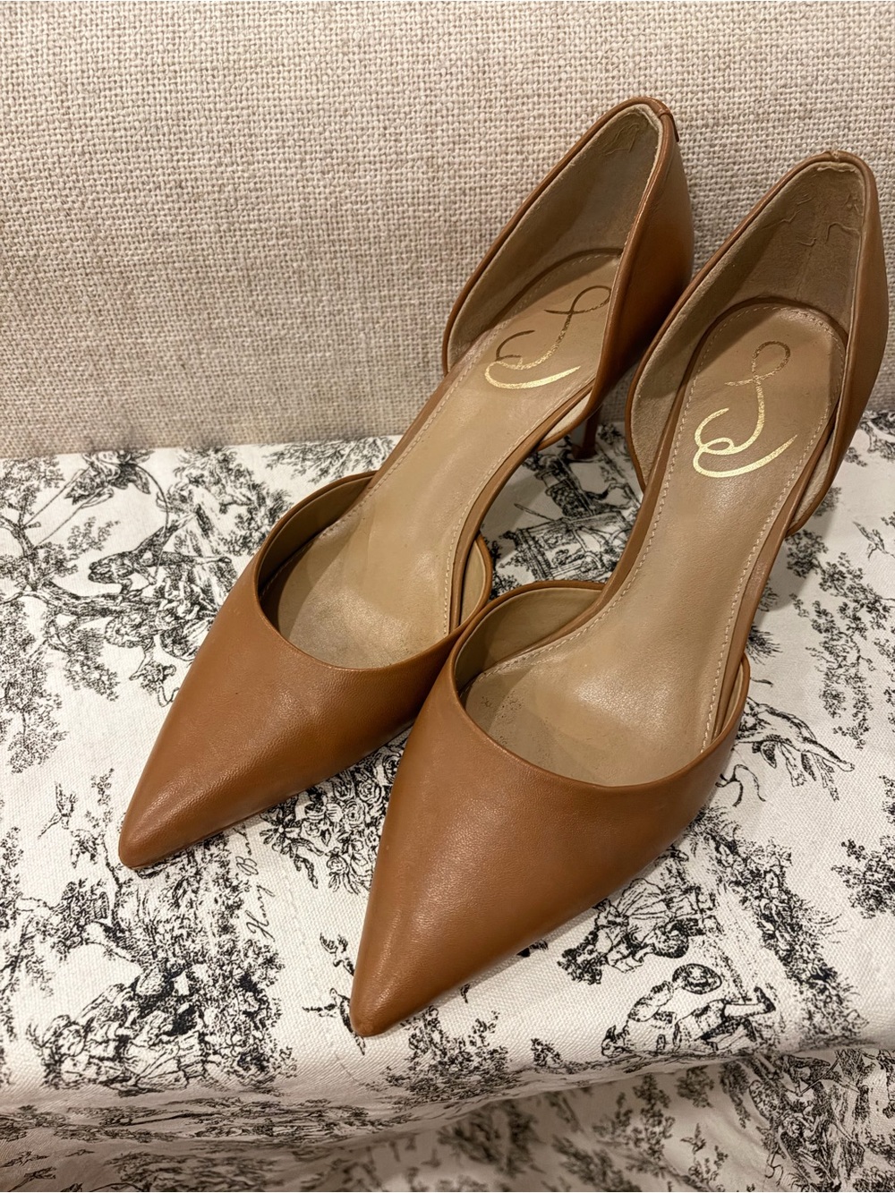 Sam Edelman Women's Cognac Pointed D'Orsay Heels